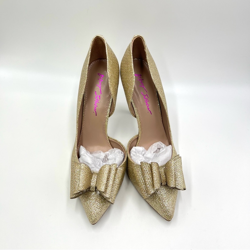 Betsey Johnson Womens Prince Metallic Gold D'Orsay Stiletto Heels Pumps Shoes - Picture 4 of 15